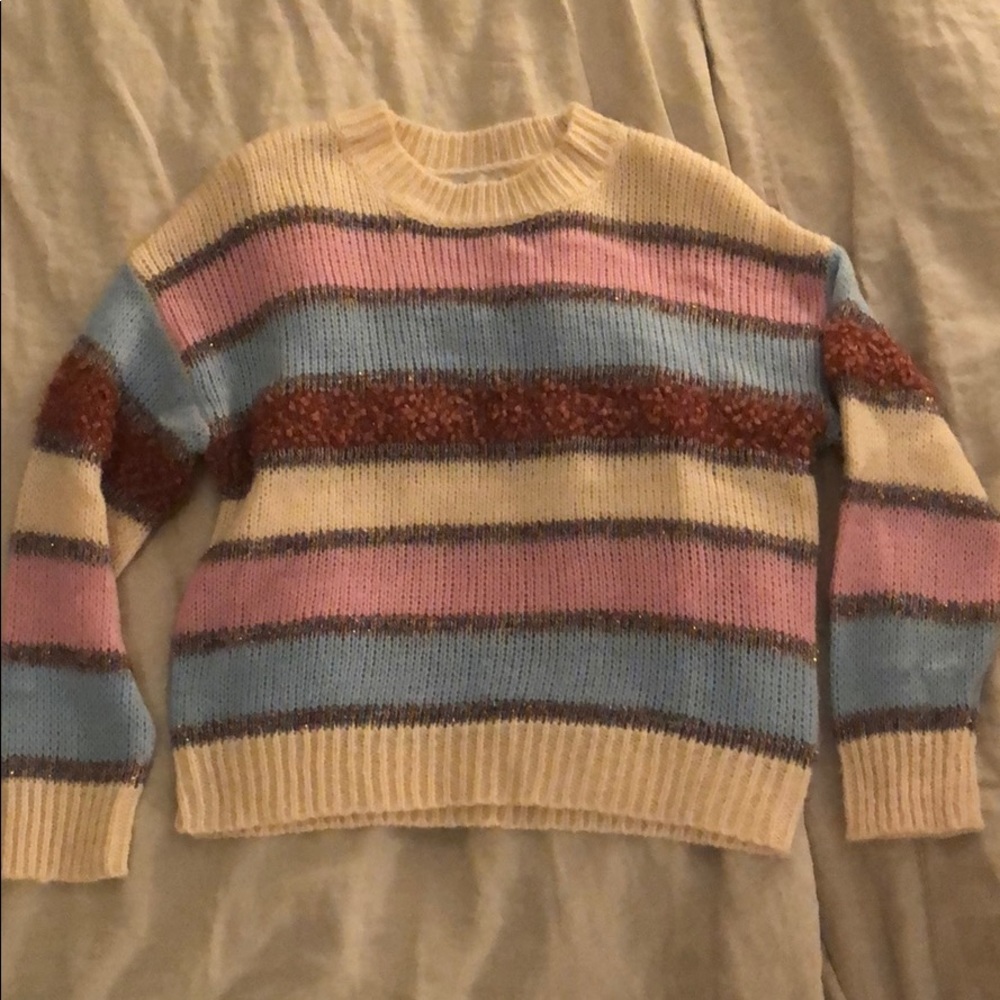 Cropped striped sweater.